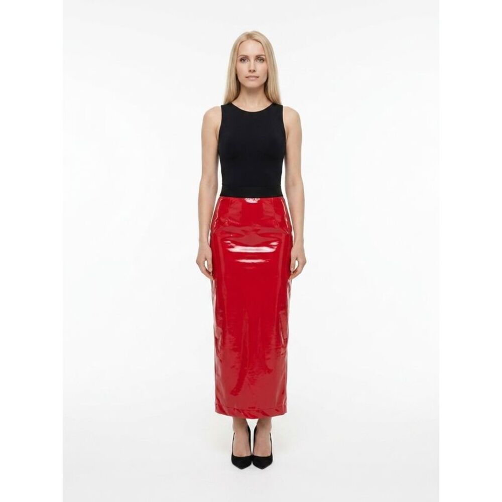 Dolce & Gabbana Red Elastane Long Women's Skirt